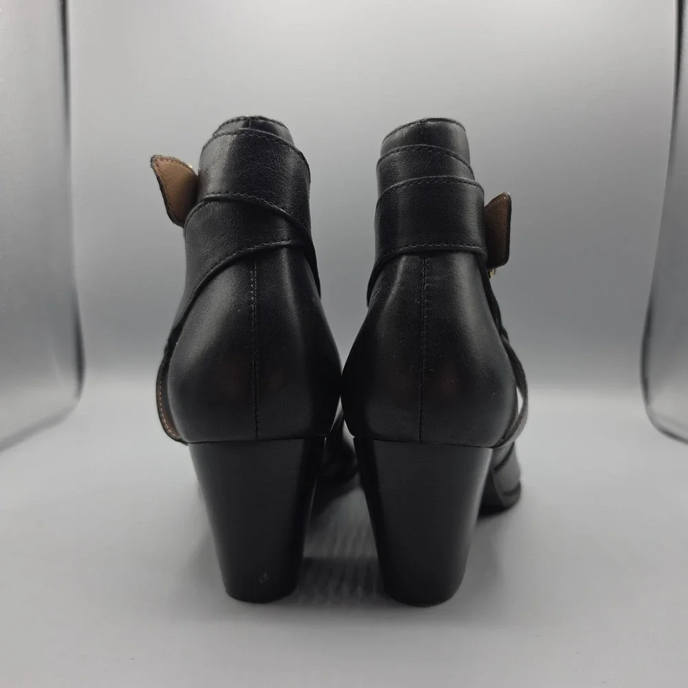 Vionic Trinity  Booties Womens 10 Black Leather Classic Buckle Strap Zip Comfort
